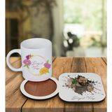 Ejoya Kişiye Özel Tasarım Kupa Bardak ve Fotoğraflı Ahşap Bardak Altlığı 99336 - Beyaz