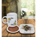 Ejoya Kişiye Özel Tasarım Kupa Bardak ve Fotoğraflı Ahşap Bardak Altlığı 99378 - Beyaz