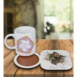 Ejoya Kişiye Özel Tasarım Kupa Bardak ve Fotoğraflı Ahşap Bardak Altlığı 99394 - Beyaz