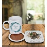 Ejoya Kişiye Özel Tasarım Kupa Bardak ve Fotoğraflı Ahşap Bardak Altlığı 99400 - Beyaz