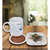 Ejoya Kişiye Özel Tasarım Kupa Bardak ve Fotoğraflı Ahşap Bardak Altlığı 99452 - Beyaz