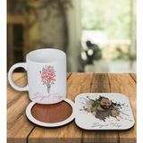Ejoya Kişiye Özel Tasarım Kupa Bardak ve Fotoğraflı Ahşap Bardak Altlığı 99467 - Beyaz