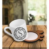 Ejoya Kişiye Özel Tasarım Türk Kahvesi Fincanı ve Kalpli Fincan Altlığı 101552 - Karışık İşleme