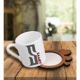 Ejoya Kişiye Özel Tasarım Türk Kahvesi Fincanı ve Kalpli Fincan Altlığı 101619 - Karışık İşleme