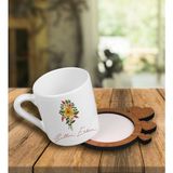 Ejoya Kişiye Özel Tasarım Türk Kahvesi Fincanı ve Kalpli Fincan Altlığı 101796 - Karışık İşleme