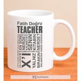 Ejoya Kişiye Özel Teacher Tipografi Kupa Bardak 79914 - Siyah