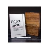 EJOYA Öğretmenlere Özel Ahşap Kutuda Defter Kalem Hediye Seti 110588 (Beyaz)