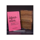 EJOYA Öğretmenlere Özel Ahşap Kutuda Defter Kalem Hediye Seti 110588 (Pembe)