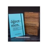 EJOYA Öğretmenlere Özel Ahşap Kutuda Defter Kalem Hediye Seti 110588 (Turkuaz)