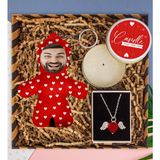 EJOYA Sevgiliye Özel Fotoğraflı Peluş Anahtarlık & Mum & Melek Kanatları Kolye Hediye Kutusu 112822