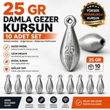 Ek Av Ekipmanları 25 gr Damla Gezer Kurşun 10 Adet | Serbest Hareketli Olta Kurşunu