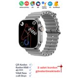 Ekalitem Apple iPhone 11 Pro Max Uyumlu Su Geçirmez Akıllı Saat Gri Smart Watch T900 Ultra Gri
