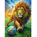 Ekart Aslan Ve Futbol Topu Hediyelik Ahşap Tablo 35 cm x 50 cm