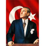 Ekart Atatürk Ve Türk Bayrağı Desenli Mdf Tablo 35 cm x 50 cm