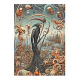 Ekart Azrail Ve İskeletler Hediyelik Ahşap Tablo 50 cm x 70 cm