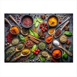 Ekart Baharatlar Mutfak Temalı Dekoratif ahşap Tablo 35 cm x 50 cm