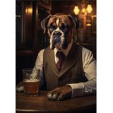 Ekart Bar Masasında Köpek Mdf Tablo 35 cm x 50 cm