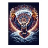 Ekart Baykuş Ve Desenli Gezegenler Hediyelik Ahşap Tablo 35 cm x 50 cm