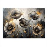 Ekart Beyaz Gelincik Çiçekleri Hediyelik Ahşap Tablo 25 cm x 35 cm