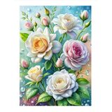 Ekart Beyaz Güller Hediyelik Ahşap Tablo 35 cm x 50 cm