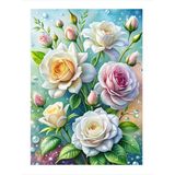 Ekart Beyaz Güller Hediyelik Ahşap Tablo 50 cm x 70 cm
