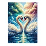 Ekart Beyaz Kuğular Hediyelik Ahşap Tablo 35 cm x 50 cm