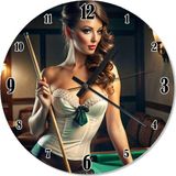 Ekart Bilardo Istaka Ve Kadın Analog Duvar Saati
