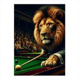 Ekart Bilardo Oynayan Aslan Mdf Tablo 50 cm x 70 cm