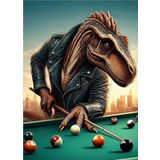 Ekart Bilardo Oynayan Dinazor Mdf poster 25 cm x 35 cm