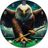 Ekart Bilardo Oynayan Kartal Dekoratif Duvar Saati