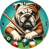 Ekart Bilardo Oynayan Köpek Akarlı Duvar Saati