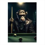 Ekart Bilardo Oynayan Maymun Desenli Mdf Tablo 35 cm x 50 cm