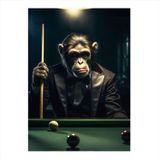 Ekart Bilardo Oynayan Maymun Desenli Mdf Tablo 50 cm x 70 cm