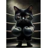 Ekart Boksör Kara kedi Mdf poster 25 cm x 35 cm