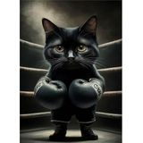 Ekart Boksör Kara kedi Mdf poster 35 cm x 50 cm