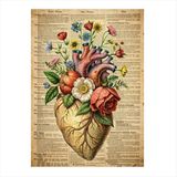 Ekart Çiçekler Ve Kalp Hediyelik Ahşap Tablo 50 cm x 70 cm