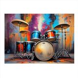 Ekart Davul Bateri Hediyelik Ahşap Tablo 50 cm x 70 cm