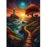 Ekart Deniz Feneri Ve Kır Evi Dekoratif Mdf Tablo 35 cm x 50 cm