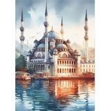 Ekart Deniz Kenarında Camii Modern Mdf Tablo 50 cm x 70 cm