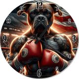 Ekart Dövmeli Boksör Köpek Dekoratif Duvar Saati
