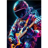 Ekart Elektro Gitar Çalan Astronot Model Ahşap Tablo 25 cm x 35 cm