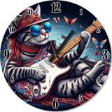 Ekart Elektro Gitar Çalan Kedi Analog Duvar Saati