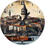 Ekart Galata Kulesi Ve Manzara Sessiz Duvar Saati