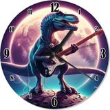 Ekart Gitar Çalan Dinazor Sessiz Duvar Saati