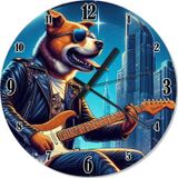 Ekart Gitar Çalan Köpek Sessiz Duvar Saati