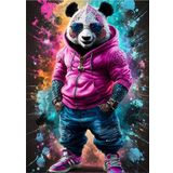 Ekart Gözlüklü Panda Hediyelik Ahşap Tablo 35 cm x 50 cm