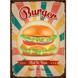 Ekart Hamburger Temalı Hediyelik Ahşap Tablo 50 cm x 70 cm