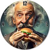 Ekart Hamburger Yiyen Albert Einstein Analog Duvar Saati