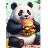 Ekart Hamburger Yiyen Panda Hediyelik Mdf Tablo 35 cm x 50 cm