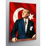Ekart Kanvas Tablo Atatürk Ve Türk Bayrağı